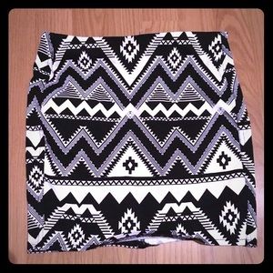 H&M’s size 4 Aztec mini skirt, black and white